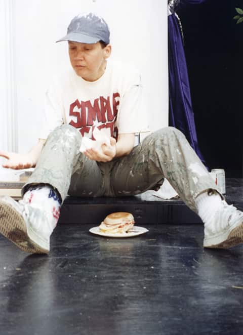 Birdie snacking on set