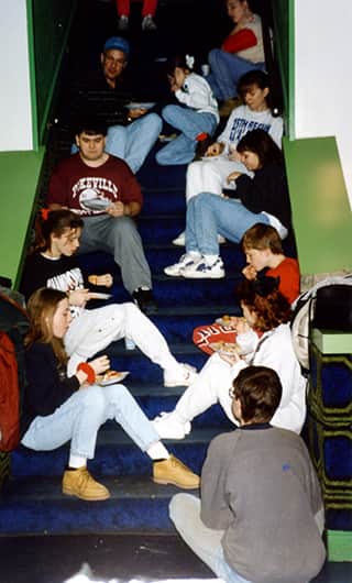 teens on steps